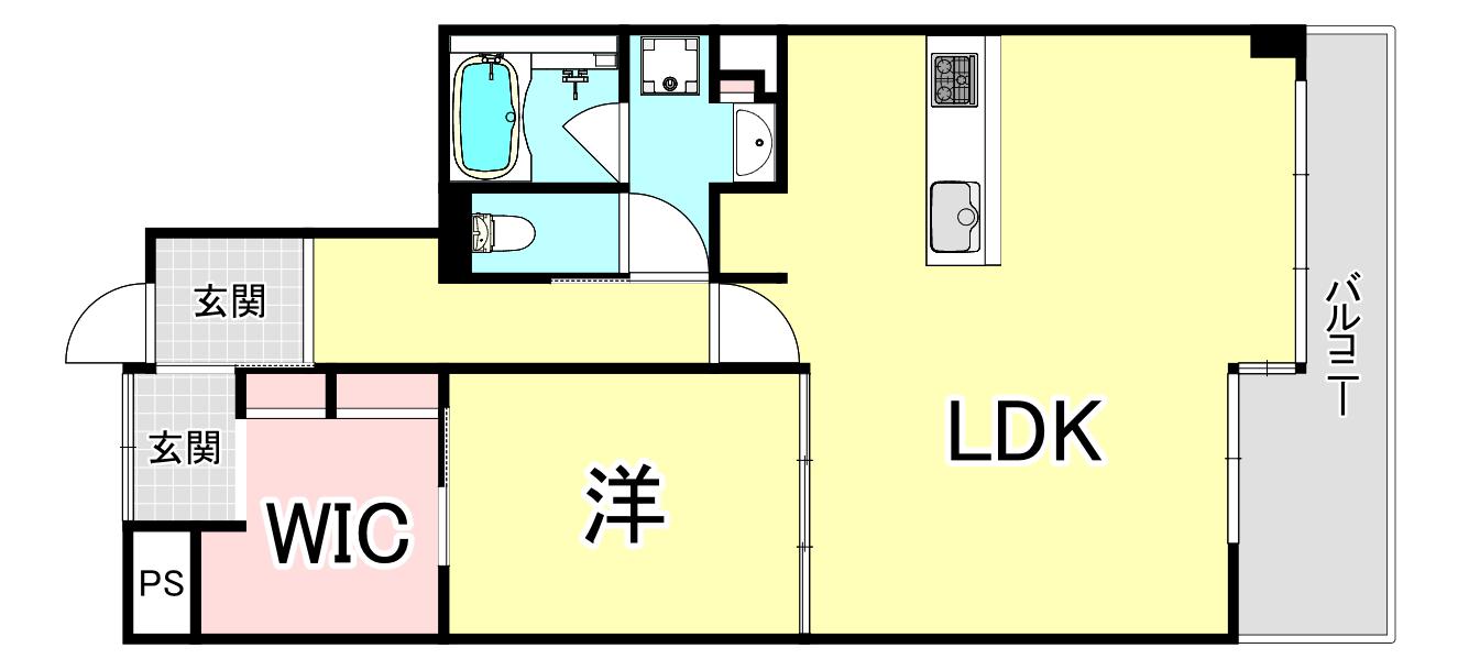 コスモ海岸通(1LDK/5階)の間取り写真