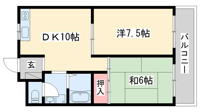 サニーハイム東出口(2DK/3階)の間取り写真