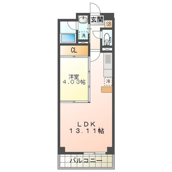 ASレジデンス四日市(1LDK/8階)の間取り写真