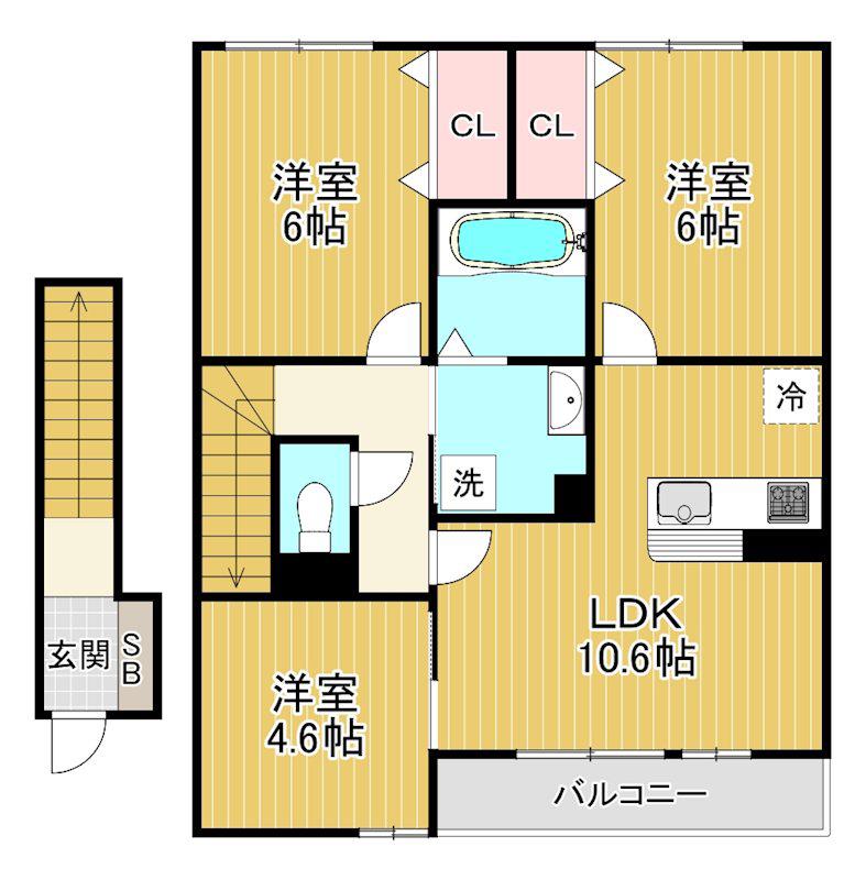 さざんか守山(3LDK/2階)の間取り写真