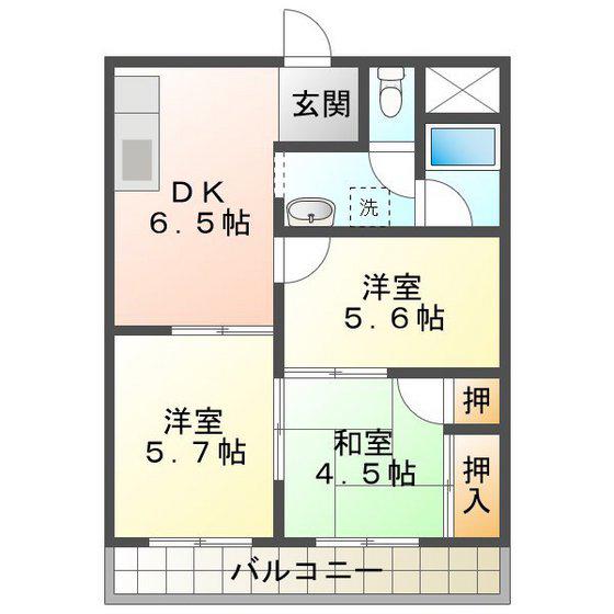 セピアロード(3DK/3階)の間取り写真