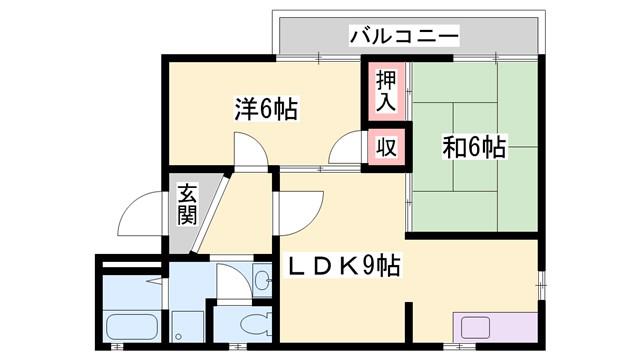 ココロンハイツ小谷(2LDK/2階)の間取り写真