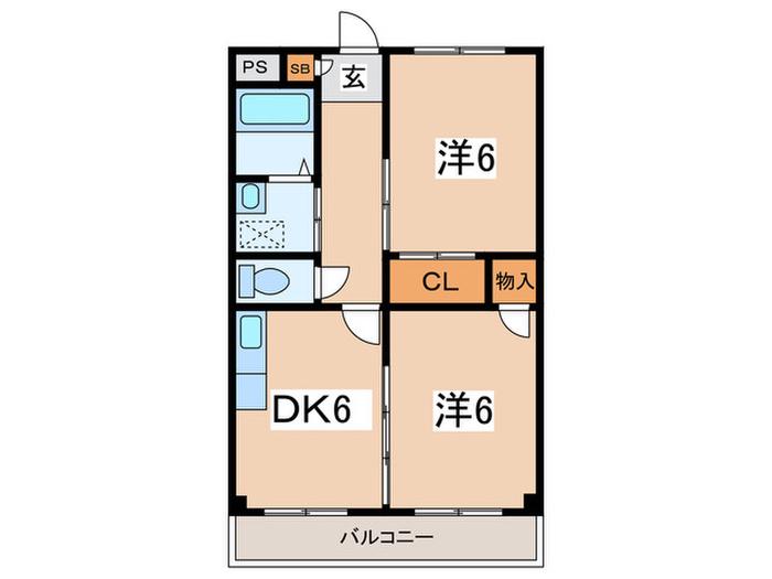 モアナレジデンス(2DK/2階)の間取り写真