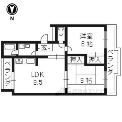 ラ・セーヌ大山崎大北(2LDK/2階)の間取り写真