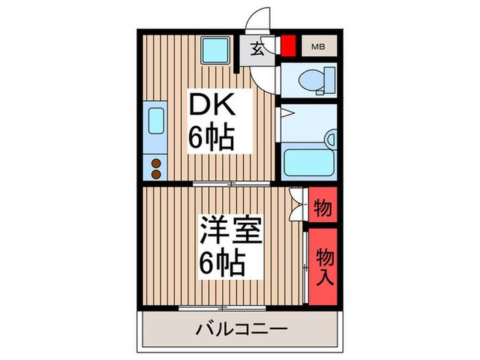 K・Tサンライト(1DK/1階)の間取り写真