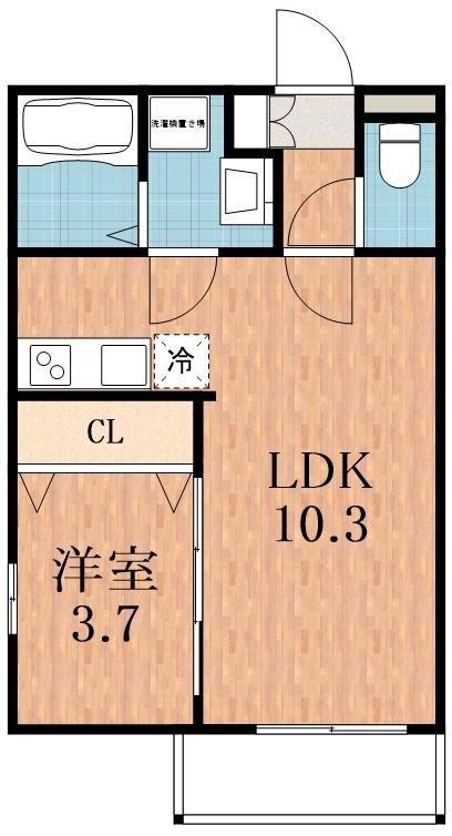 TATERUAPAETMENT加美鞍作2丁目A棟(1LDK/2階)の間取り写真