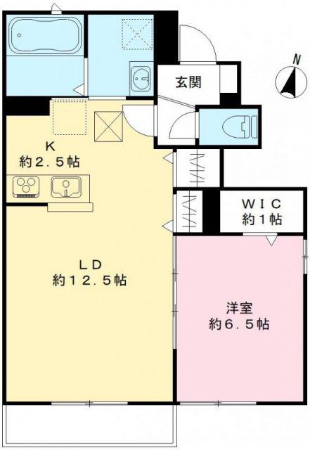 ラーク見川 B(1LDK/1階)の間取り写真