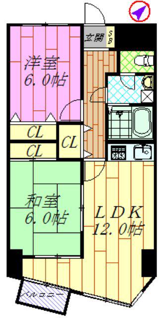 舞浜ガーデンヒルズ(2LDK/5階)の間取り写真