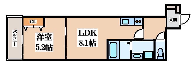 フジパレス駒林II(1LDK/3階)の間取り写真