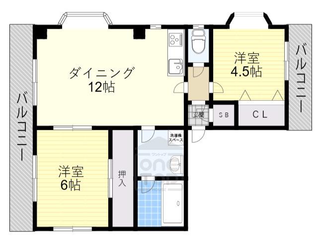 笹川マンション(2LDK/3階)の間取り写真
