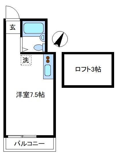 中野一丁目コーポ(1K/2階)の間取り写真