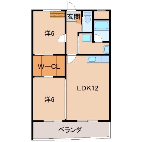 グリース・千旦(2LDK/1階)の間取り写真