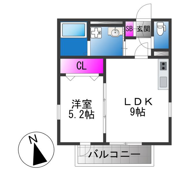 S APT.蒲生四丁目(1LDK/3階)の間取り写真