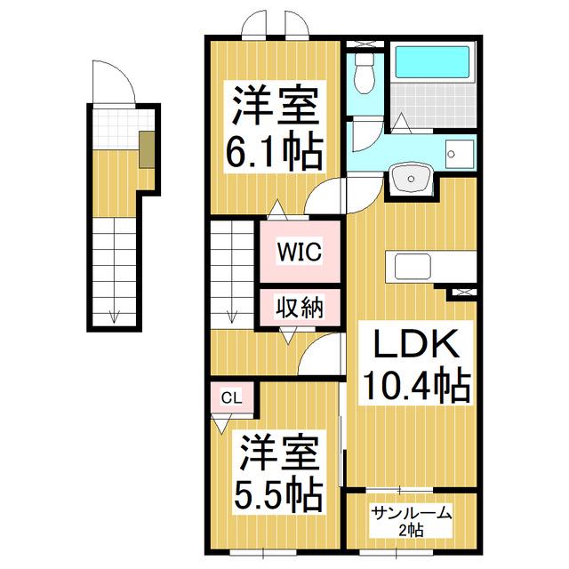 コンフォーティア信濃大町II(2LDK/2階)の間取り写真