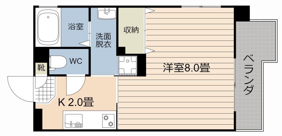 リッチリバー壱番館(1K/3階)の間取り写真