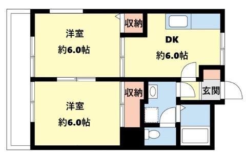 リヴァリー成城(2DK/1階)の間取り写真