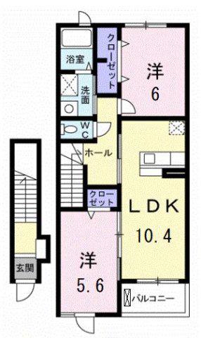8 COURT B(2LDK/2階)の間取り写真