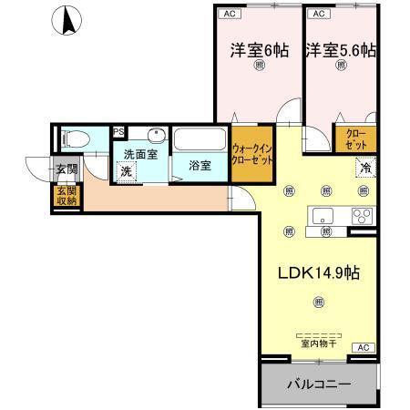 ギムレットA(2LDK/3階)の間取り写真
