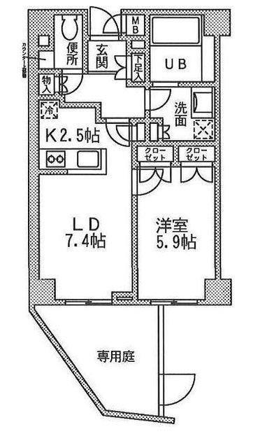 ファインステージ新横浜(1LDK/1階)の間取り写真