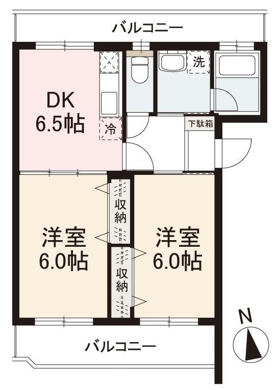 プリンセス三木(2DK/3階)の間取り写真