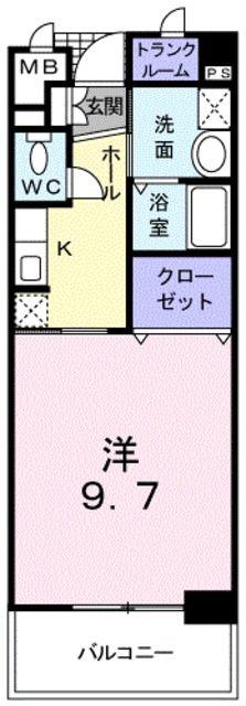 ウィステリア海老名(1K/2階)の間取り写真