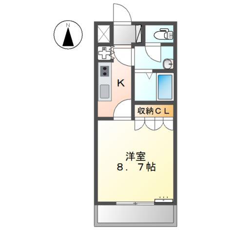 コフレK(1K/2階)の間取り写真