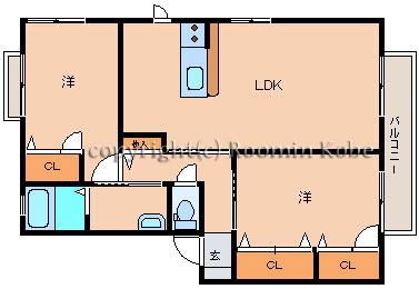 シャーメゾン魚住II(2LDK/2階)の間取り写真