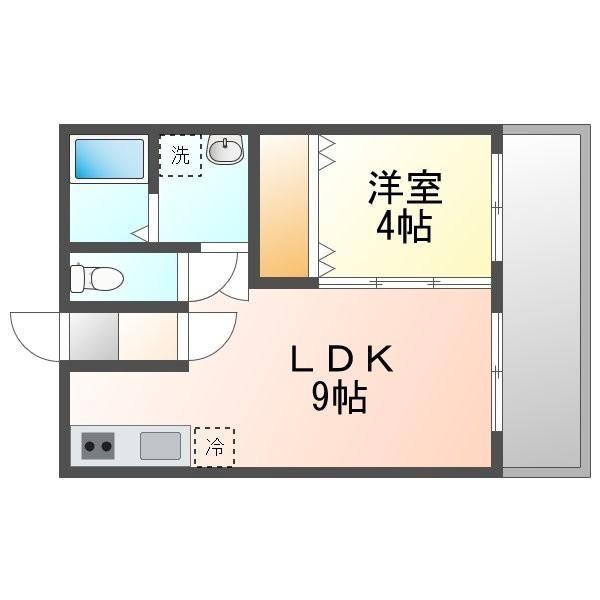 ポルトリオン(1LDK/4階)の間取り写真