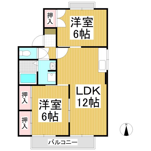 グリーン伊藤 A棟(2LDK/1階)の間取り写真