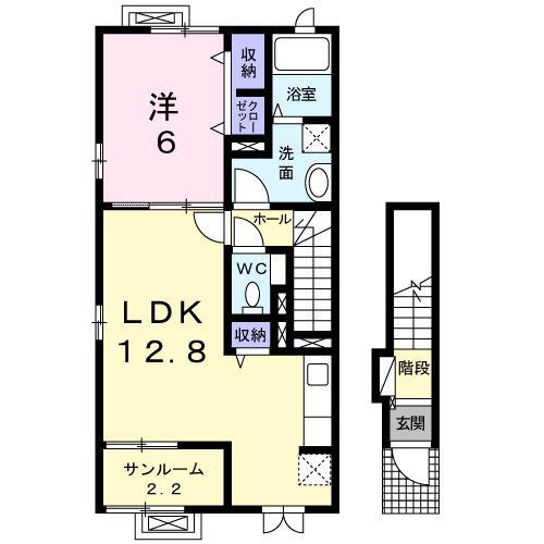 ポライトリーB(1LDK/2階)の間取り写真