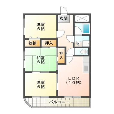 ハピネス21(3LDK/4階)の間取り写真