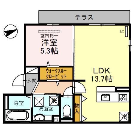イーグル(1LDK/1階)の間取り写真