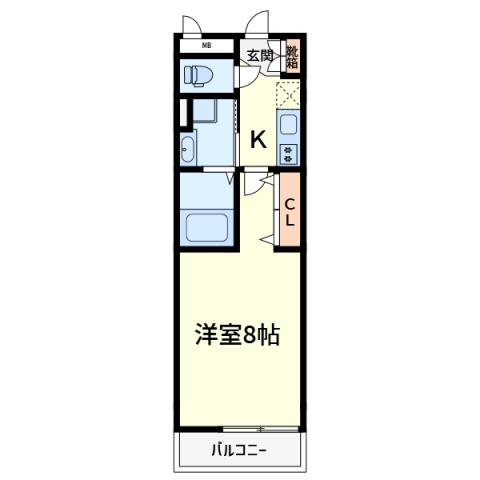 FLORA高槻芥川(1K/1階)の間取り写真
