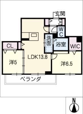 シャーメゾン長良東(2LDK/3階)の間取り写真