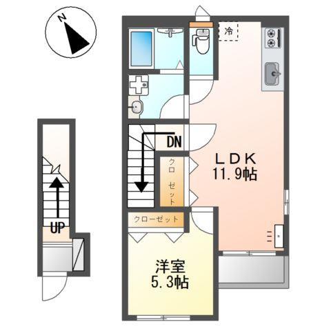 パインフォレスト浜の宮(1LDK/2階)の間取り写真