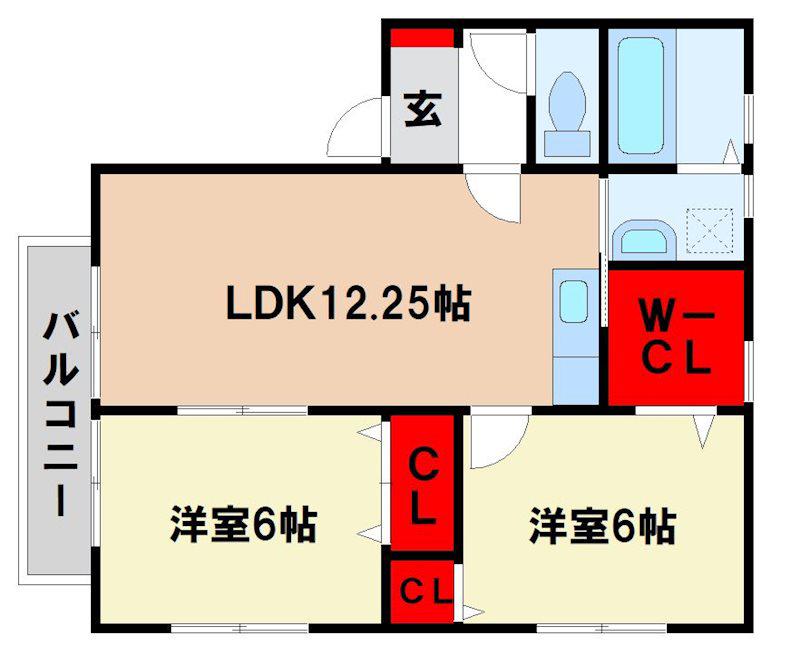 シャトレ21(2LDK/1階)の間取り写真