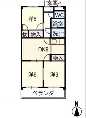 エクセリー稲垣(3DK/3階)の間取り写真