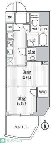 S-RESIDENCE蔵前BALM(2K/5階)の間取り写真