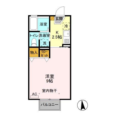 セジュール藤 E(1K/1階)の間取り写真