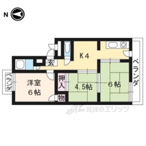 コーポラス辻(3DK/4階)の間取り写真