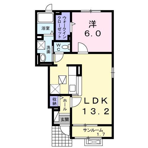 サンク・ラフィーユII(1LDK/1階)の間取り写真