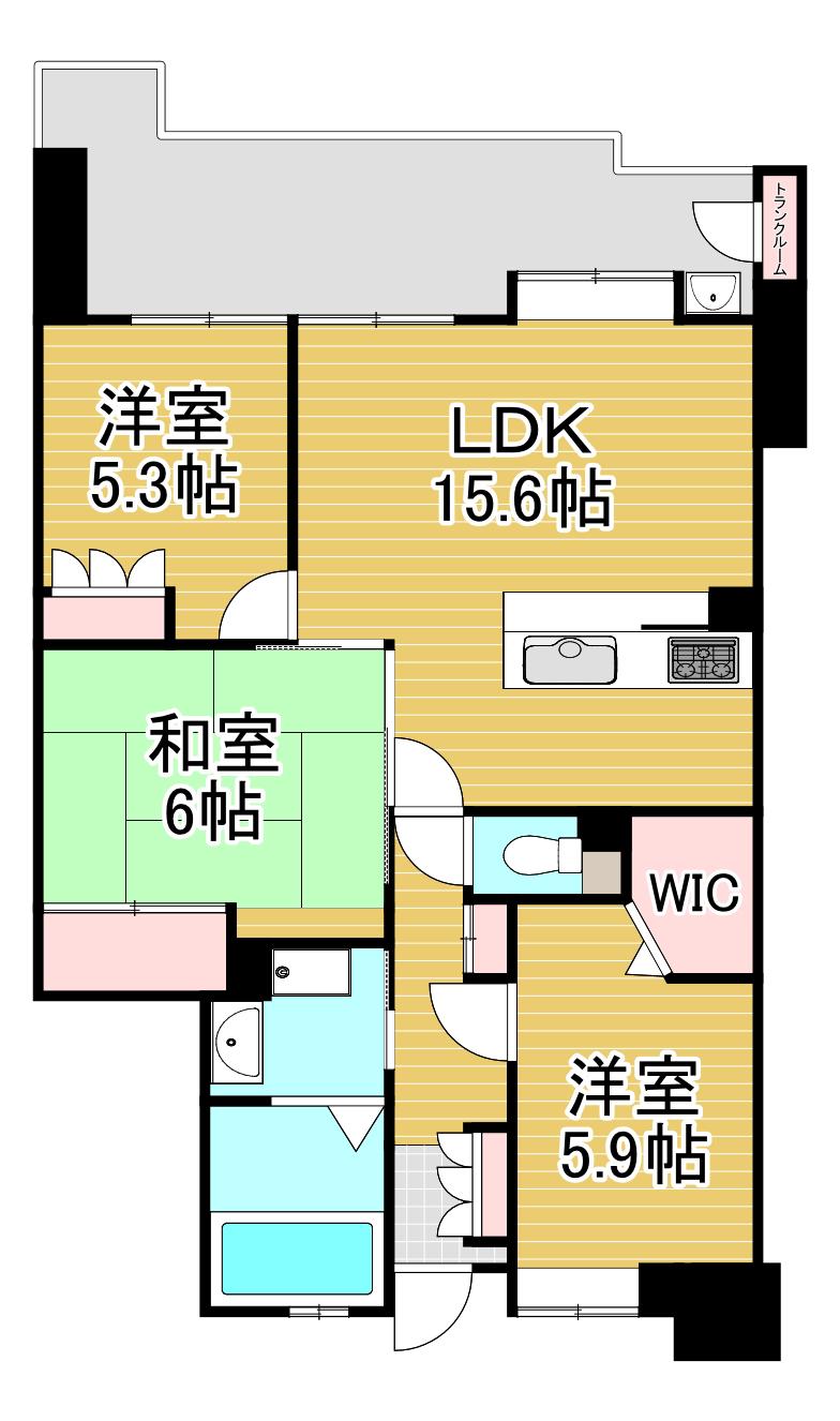 アーティックス柳原町(3LDK/3階)の間取り写真