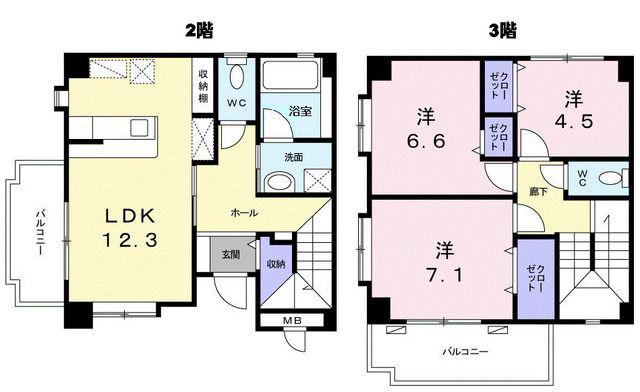 マートニー.ハコ(3LDK/2階)の間取り写真