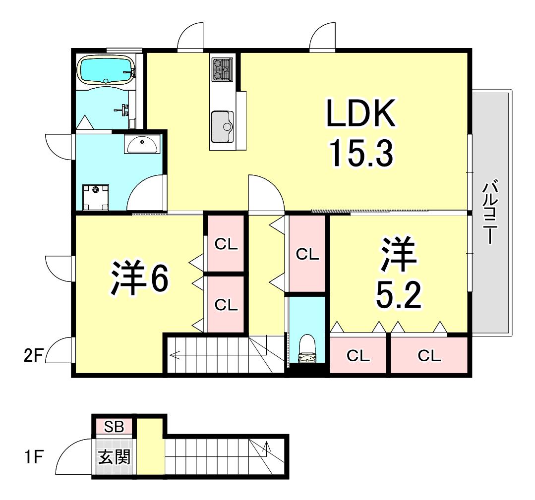 パルティーダS(2LDK/2階)の間取り写真