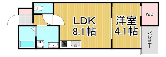 S-FLATさくら夙川(1LDK/1階)の間取り写真