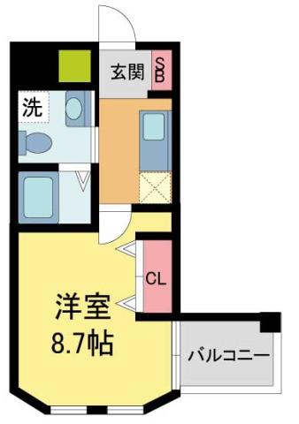 セレニテ西宮本町(1K/2階)の間取り写真