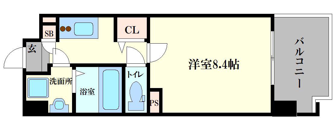 ビバーチェ鷺洲(1K/7階)の間取り写真