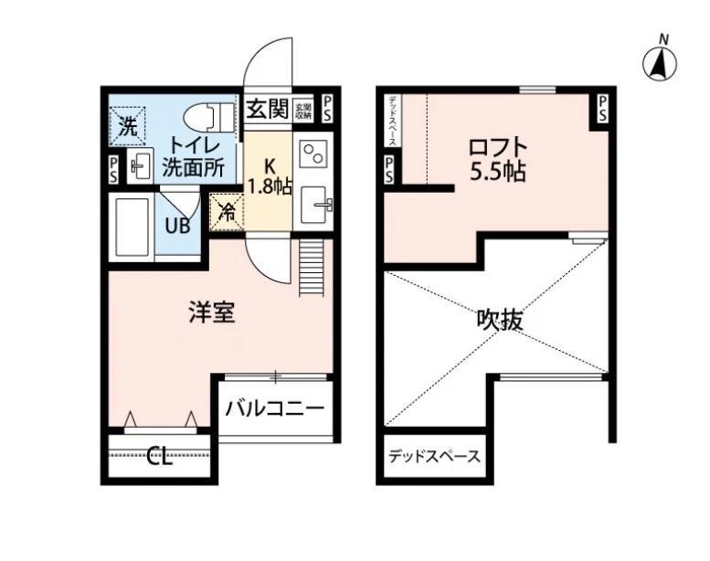 メゾンブラン北野田(1K/2階)の間取り写真