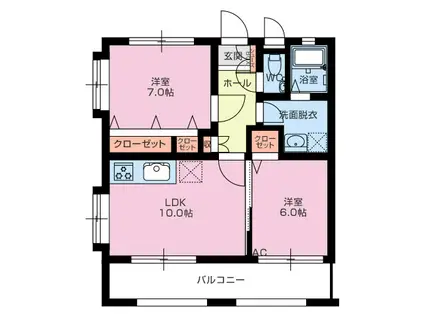 レアールミーテ香陵(2LDK/2階)の間取り写真
