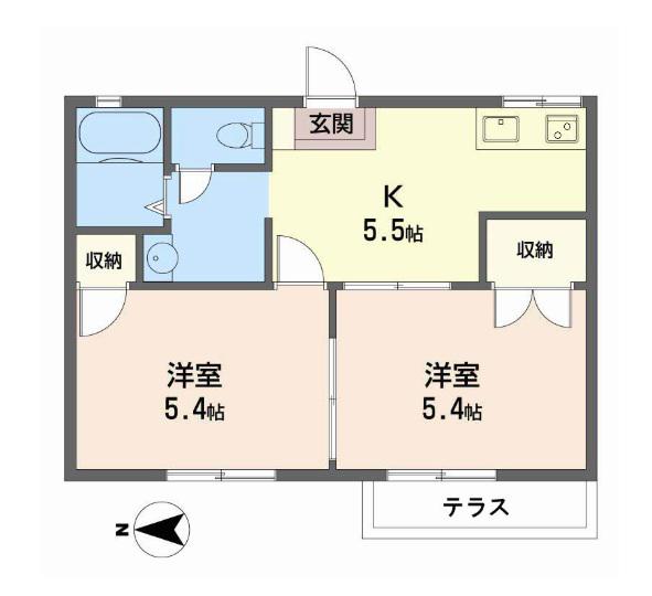 ハイツ山内(2K/1階)の間取り写真